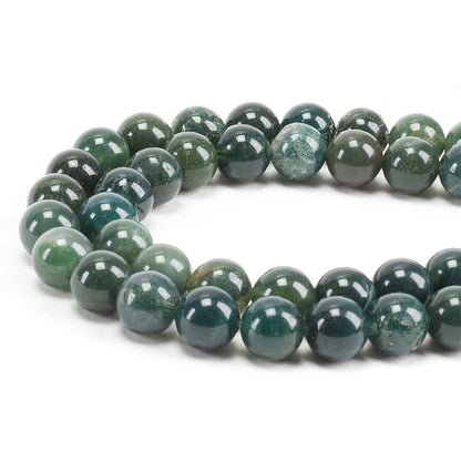 Cherry Tree Collection | 100PCS 8mm Moss Agate Gemstone Round Beads for Jewelry Making | Includes Storage Box, Elastic String, and Needles