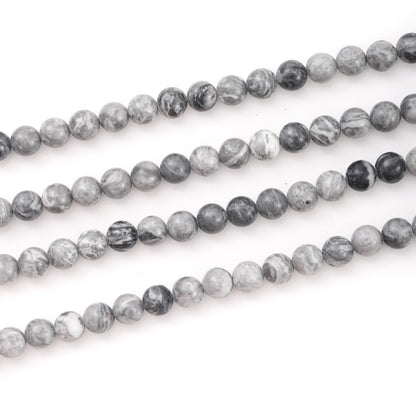 8mm 45pcs DIY Natural Map Stone Beads Round Healing Crystal Gemstone Loose Beads for Jewelry Making Handmade Bracelet Necklace