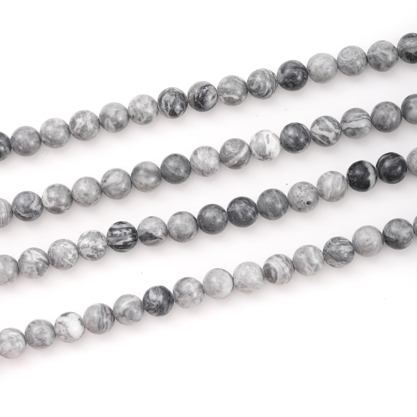 6mm 60pcs DIY Natural Map Stone Beads Round Healing Crystal Gemstone Loose Beads for Jewelry Making Handmade Bracelet Necklace