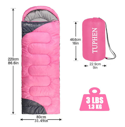 tuphen- Sleeping Bags for Adults Kids Boys Girls Backpacking Hiking Camping Microfiber Liner, Cold Warm Weather 4 Seasons Winter, Fall, Spring, Summer, Indoor Outdoor Use, Lightweight & Waterproof