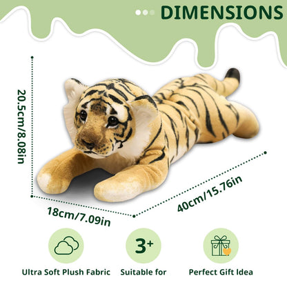 VYUSIT Tiger Stuffed Animal Large Stuffed Tiger Plush Jungle Stuffed Animal Soft Baby Plush Tiger Stuffy Simulation Cute Plushie Toys Birthday for Kids Boys 16"