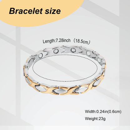 UtenoTureH Magnetic Bracelet for Women for Arthritis, Stainless Steel Bracelets with 3500 Gauss Magnet, Jewelry with Adjustable Tools (B(Silver to Gold))