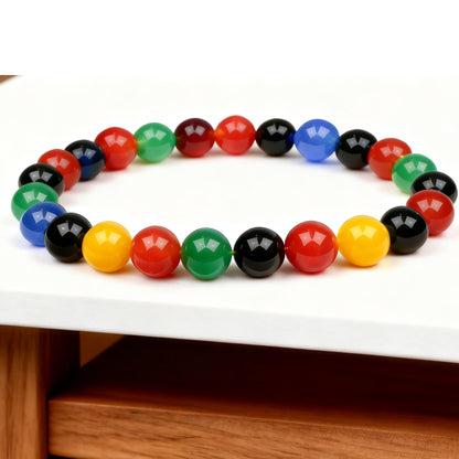 8mm Natural Multicolor Agate Beads for Jewelry Making Round Loose Gemstone Stones 1 Strand 15 Inch (About 45-48 pcs)