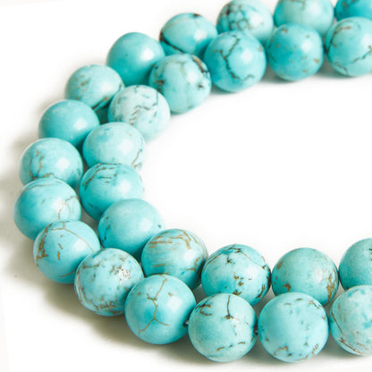 45pcs 8mm Natural Turquoise Beads Gemstone Beads Round Loose Beads for Jewelry Making