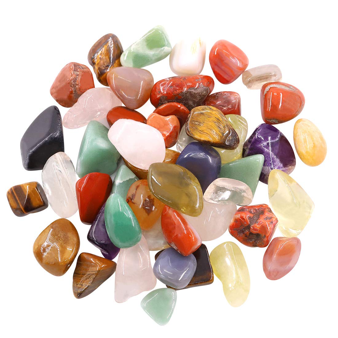 Hilitchi 1lb Bulk Large Natural Tumbled Polished Brazilian Stones Gemstone Healing Crystals Quartz for Wicca, Reiki, and Energy Crystal Healing (Big Assorted Stones About 1lb/450g/16oz/Bag)