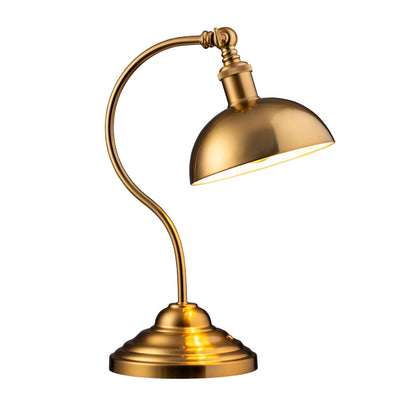 O'Bright Bankers - Cordless LED Table Lamp, Battery-Operated, Rechargeable, 3-Level Dimming, Universal USB-C Charging, 180° Swivel Head, Luxury Metal Shade, Antique Brass