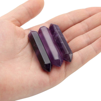 PESOENTH 3pc Amethyst Crystals Healing Stones,Polished Tumbled Pocket Gemstones Hexagonal Points Reiki Energy Balancing Chakra Meditation Therapy Gifts for women,50-55mm