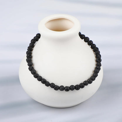 LPBeads Handmade Natural Gemstone Stretch Elastic 4mm Black Lava Bracelet Healing Crystal Round Stone Beads Jewelry Gifts for Women Men