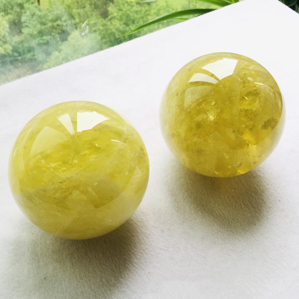 40-50mm Natural Citrine Crystal Ball, Hand Polished Yellow Quartz Sphere, Reiki Healing Crystal Sphere, Energy Balancing Stone Crafts, Feng Shui Home Desktop Ornament, Decorative Gift
