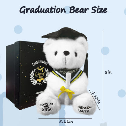 Ziyutam Graduation Bear Gifts for Class of 2026 Graduation Plush, Teddy Bear Stuffed Animal with Cap and Gown College High School Graduation Gifts for Boys & Girls