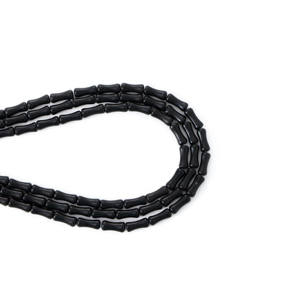 5x12mm Natural Black Agate Stone Bamboo Shape Gem Healing Energy Loose Spacer Beads for DIY Necklace Bracelet Earring