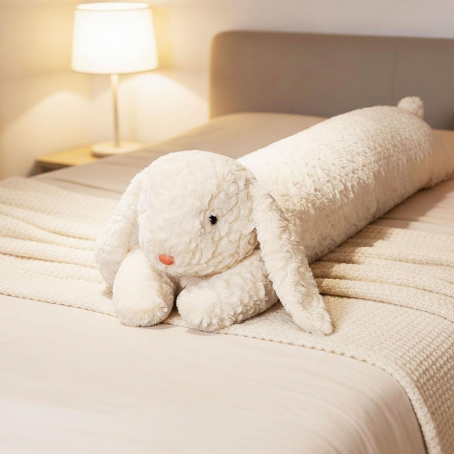 Lewtemi 47 Inches Giant Rabbit Stuffed Animal Weighted Oversized White Plush Toys Soft Plush Hugging Pillow Bedroom Decor Backrest for Accent Chairs Birthday Gift for Kids Boys Girls Adults