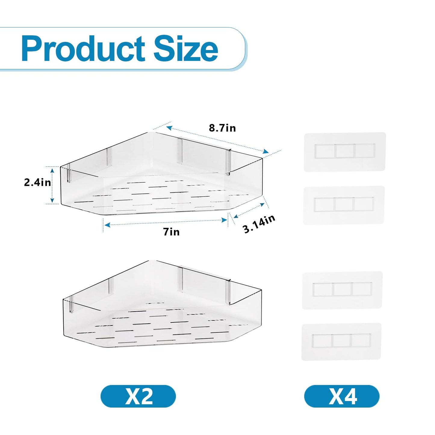Natheeph Bath Toy Organizer 2-Pack - Clear Large Capacity Bath Toy Storage Holder with Quick-Dry Holes, Space-Saving Corner Shower Caddy for Bathroom & Kitchen