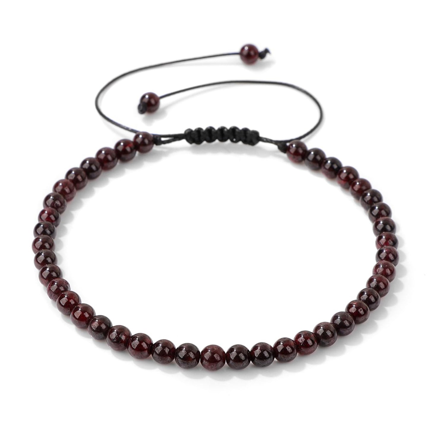 Lit Wall Garnet Bracelet for Women 4mm Adjustable Braided Crystal Bracelet Red Beaded Bracelet Spiritual Natural Stone Bracelets Garnet Jewelry for Women