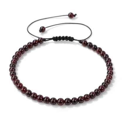 Lit Wall Garnet Bracelet for Women 4mm Adjustable Braided Crystal Bracelet Red Beaded Bracelet Spiritual Natural Stone Bracelets Garnet Jewelry for Women