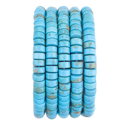 BEADIA Natural Blue Turquoise Spacer Beads Caps Loose Semi Gemstone for Beading Jewelry Making 6mmx3mm 38cm