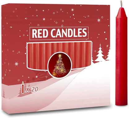 20pcs Candles for Christmas Tree - Decorations - Christmas Pyramids Carousel - 4 inch X 0.5 inch Diameter - 1.5 Hour Burn Time RED