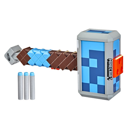Nerf Minecraft Stormlander Dart-Blasting Hammer, Fires 3 Darts, Includes 3 Official Elite Darts, Pull-Back Priming Handle (Amazon Exclusive)