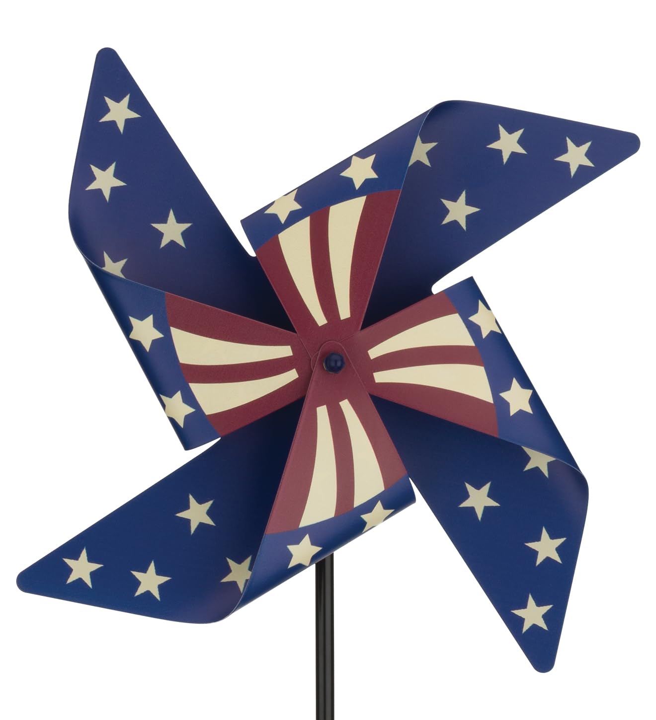 Regal Art & Gift Americana Pinwheel Spinner Stake, Patriotic Metal Wind Sculpture, Weather-Resistant Decorative Kinetic Yard Art for Outdoor Garden and Lawn – Star