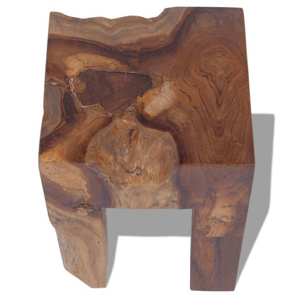 Gecheer Teak Wooden Rustic Stool Handmade for Home Decoration 30 x 30 x 40 cm