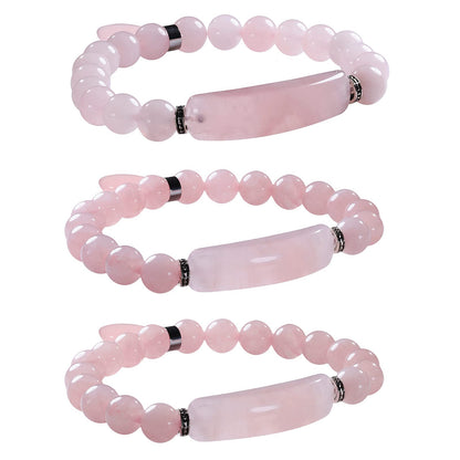 TUMBEELLUWA Healing Stone Bracelet 8mm Beads Chakra Crystal Energy Heart Charm Bracelet Handmade Jewelry for Women, Rose Quartz