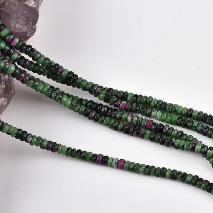 160pcs 4x2mm Natural Ruby Zoisite Disk Rondelle Spacer Stone Semi Precious Gemstone Loose Beads for Jewelry Making 15 Inch
