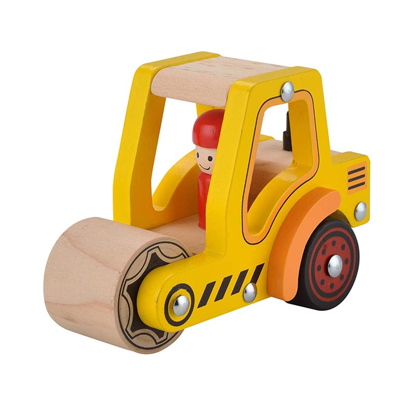 Wooden Push Car Toys for Infants 12-18 Months, 2 Pcs Baby Vehicle Toys Hand Push Car for 1 2 Year Old Boys Girls (Cement Truck + Road Roller)