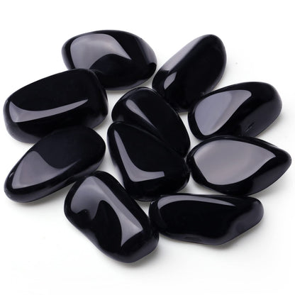 QINJIEJIE Black Obsidian Crystals Polished Stones Bulk 0.6-1" Natural Stone Tumbled Reiki Healing Crystal for Succulents Plants Vase Filler Decoration Bulk 0.45 LBS