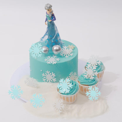 50PCS Edible Snowflakes for Cake Decorating Edible Christmas Cake Decorations Wafer Paper Snowflake Sprinkles Cupcake Toppers for Christmas Winter Holiday Frozen Theme Party Supplies （Blue+White mix）