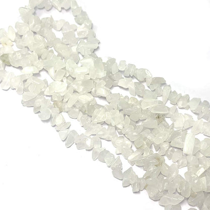 35 inches Chip Stone Loose Gemstones Beads Drilled Strand for Jewelry Making (White Jade)
