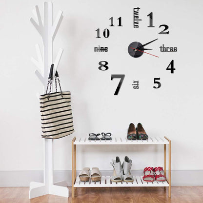 Hxezoc 10inch-20inch Frameless DIY Wall Clock Black 3D Mute Round Shape Quartz Wall Clock Sticker DIY Wall Decoration for Home Living Room Bedroom Office Classroom