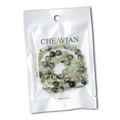 CHEAVIAN 45PCS 8mm Natural Prehnite Gemstone Smooth Surface Round Loose Beads for Jewelry Making 1 String 15 Inches