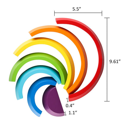 Coogam Wooden Rainbow Stacker Nesting Puzzle Blocks - Tunnel Stacking Game Building Creative Color Shape Matching Jigsaw Learning Toy Set Board Early Development for Kids Boy Girl