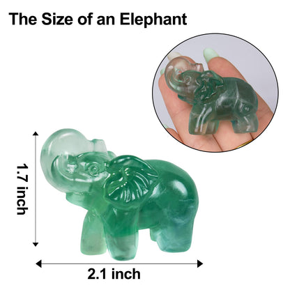 Hguxmcu 2 Inch Fluorite Crystal Elephant Sculpture Handcrafted Healing Stone Animal Figurine Spiritual Home Decor Lucky Charm Gift for Wealth Success Positive Energy and Meditation Lovers
