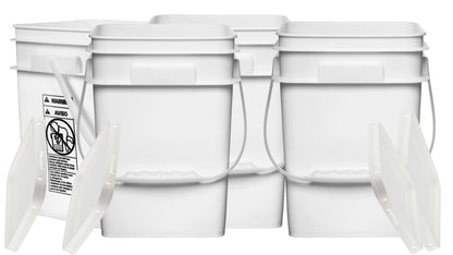 House Naturals 4 Gallon Square Food Grade Bucket Pail with Lid (Pack of 4) Made in USA containers