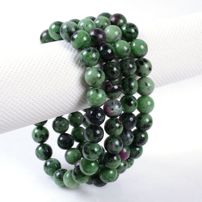 Justinstones Natural Ruby in Zoisite Gemstone 8mm Round Beads Stretch Bracelet 7 Inch Unisex