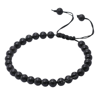 Amazing Gemstone Shungite Bracelet, Gifts For Men & Women - Protection Healing Crystal Bracelet - 6mm Gemstone Beaded Adjustable Bracelet, Pulseras Para Hombres Mujer Stocking Stuffers