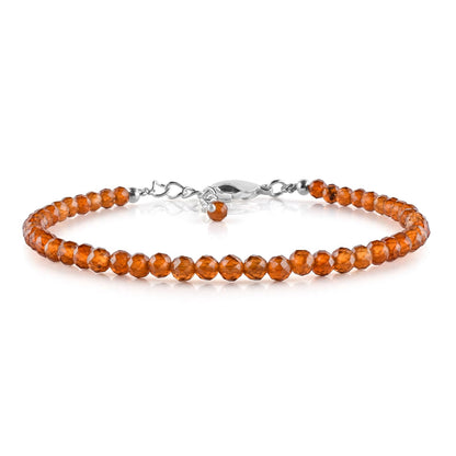 YANARA Garnet Bracelets For Women, Natural January Birthstone, Gemstone Beads Handmade Chakra Healing Crystals Jewelry, Silver Plated Chain 8 inch, Birthday Gifts For Women