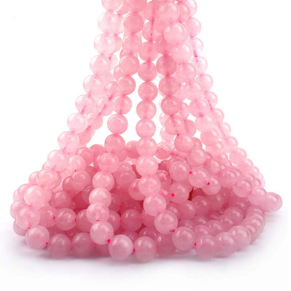 ICAI Beads 10mm Natural Rose Quartz Gemstone Round Loose Beads for Jewelry Making (36-34pcs)