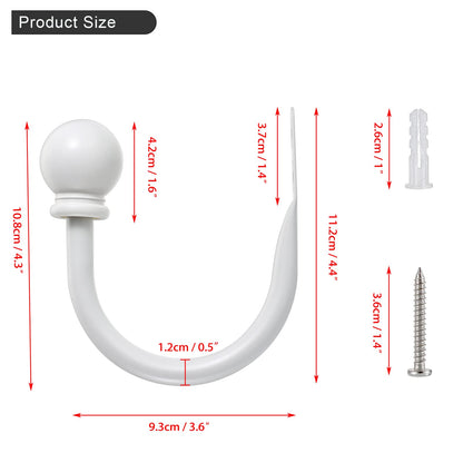 Sumnacon Set of 2 Decorative Curtain Holdbacks, Wall Mounted Aluminum Alloy Window Drapery Tiebacks for Bedroom, Livingroom Office Come with Screws, White
