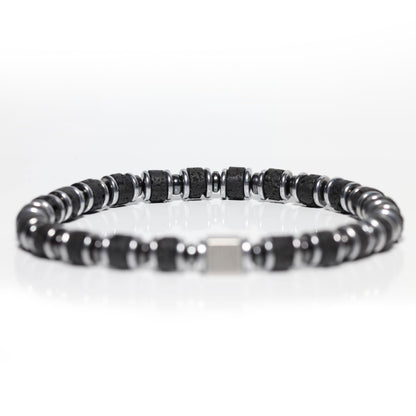 Lava Stone Bracelet – Handmade Volcanic Rock Beads – Premium Natural Stone Jewelry – Black Elastic Beaded Bracelet (Lavas)