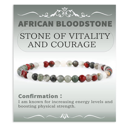 Bymitel 4mm African Bloodstone - Handmade Reiki Gemstone Stretch Bracelet, Natural Beauty & Spiritual Essence, Crystal Healing for Unisex Adults