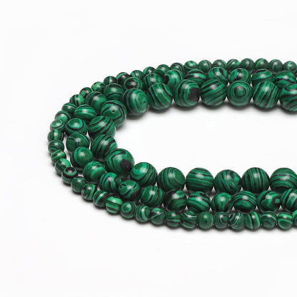 60pcs 6mm Malachite Loose Beads for Jewelry Making, Natural Semi Precious Beads Round Smooth Gemstone Spacer Beads Charms for Necklaces Bracelets