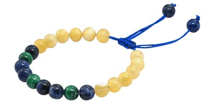 Amazing Gemstone Diabetic Support Bracelet - Yellow Calcite Sodalite Malachite Bracelet Set for Men Women Healing Calming Anxiety Stress Relief Gifts Pulseras Para Hombres Mujer Stocking Stuffers