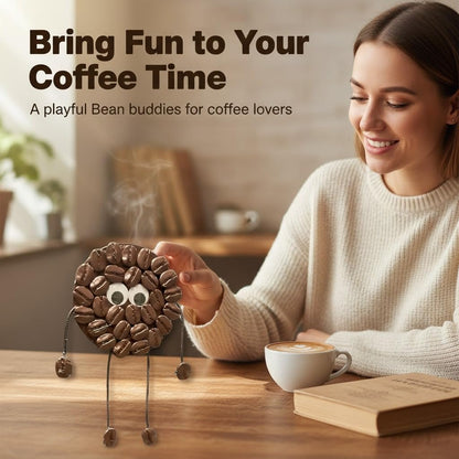 DIY Craft Kit-Eco-Friendly Coffee Bean Cartoon Fridge Magnets - Handmade Wooden Magnetic Decor for Coffee Nooks, Home & Café (Adult-Oriented)