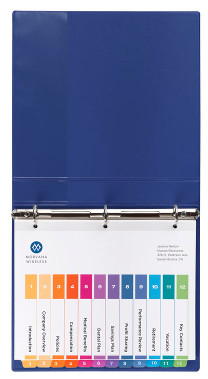 Avery 12 Tab Dividers for 3 Ring Binders, Customizable Table of Contents, Multicolor Tabs, 6 Sets (11196)