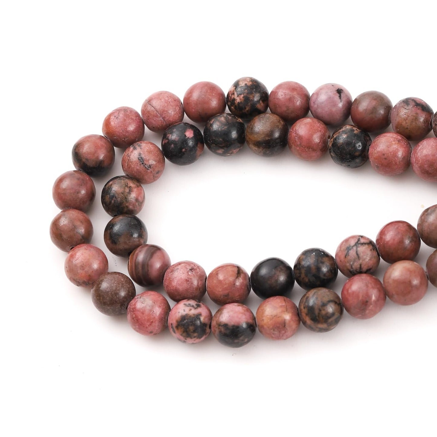 6mm 60pcs DIY Natural Black Line Rhodonite Stone Beads Round Healing Crystal Gemstone Loose Beads for Jewelry Making Handmade Bracelet Necklace