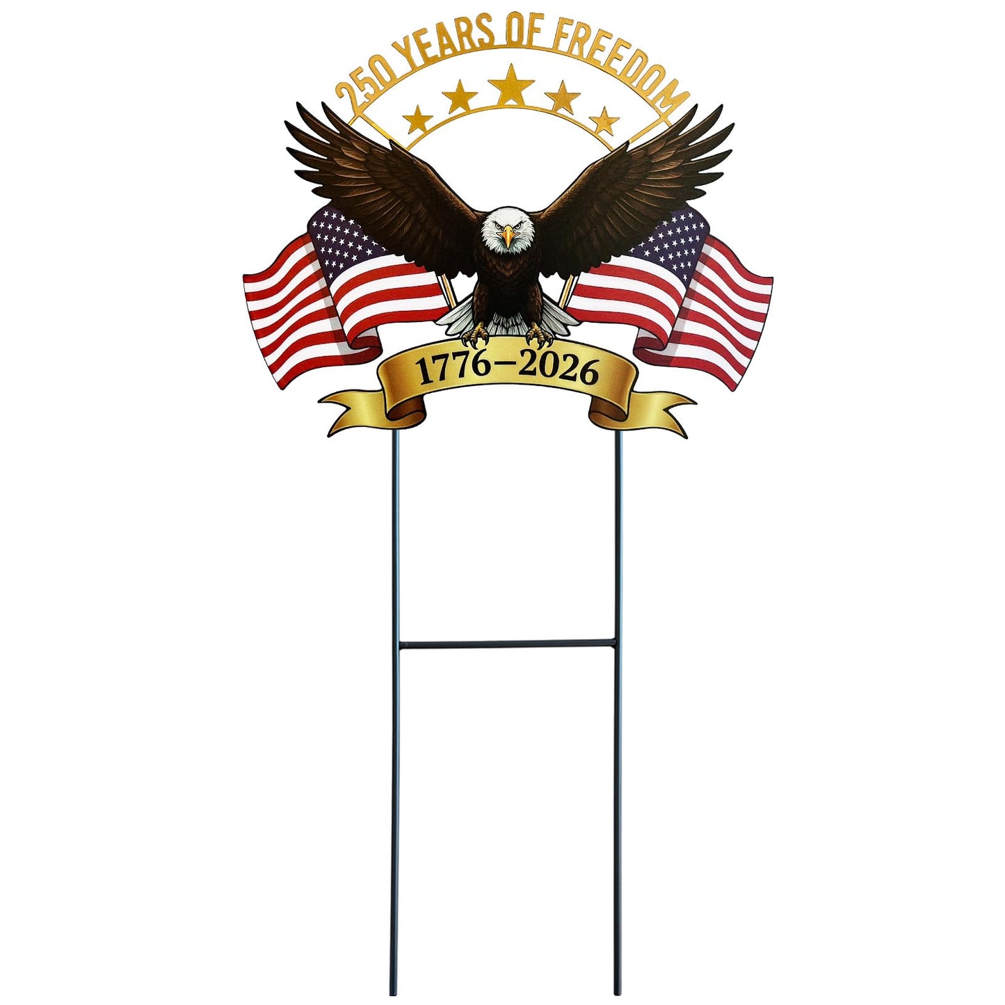 4th of July Decorations Outdoor,25.4" 250th Anniversary Patriotic Eagle Metal Decorative Garden Stakes for Memorial Day Independence Day USA Garden Decor, Red White Blue Americana Welcome Yard Signs