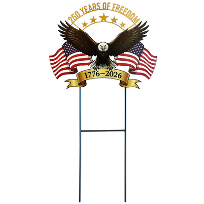 4th of July Decorations Outdoor,25.4" 250th Anniversary Patriotic Eagle Metal Decorative Garden Stakes for Memorial Day Independence Day USA Garden Decor, Red White Blue Americana Welcome Yard Signs