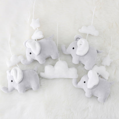 The Peanutshell Crib Mobile for Girls or Boys - Soft Grey Musical Baby Crib Mobile with 12 Lullabies, Cute Elephant Baby Grey Elephant Nursery Decor